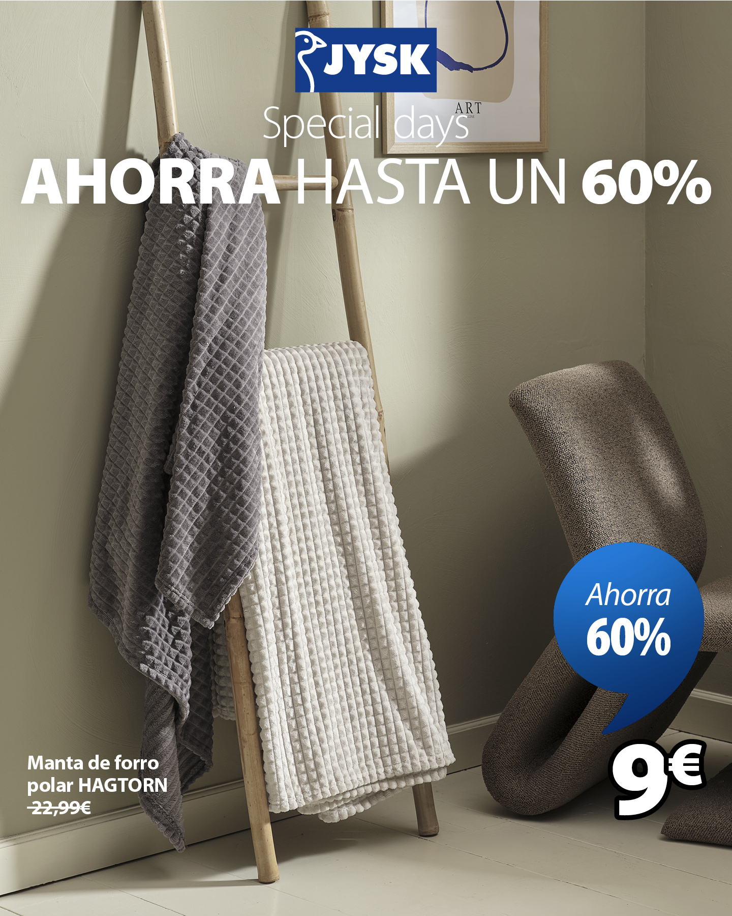 JYSK España Facebook ad: Special Days: ahorra hasta un 60%