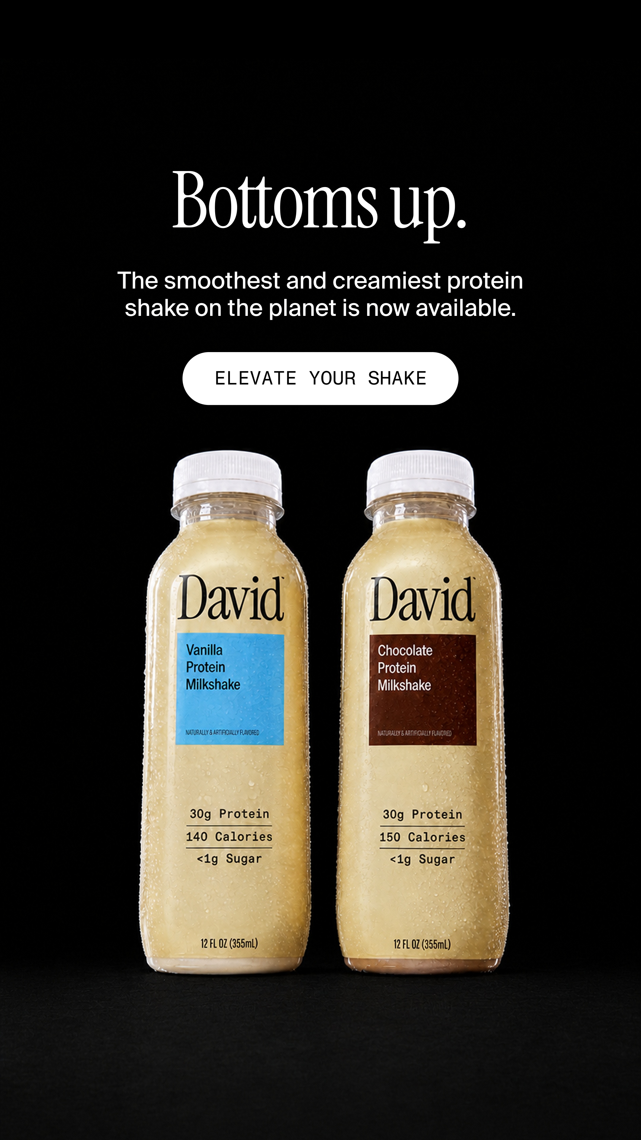 David Protein Facebook ad: A chocolate milkshake worth savoring. Velvety and…