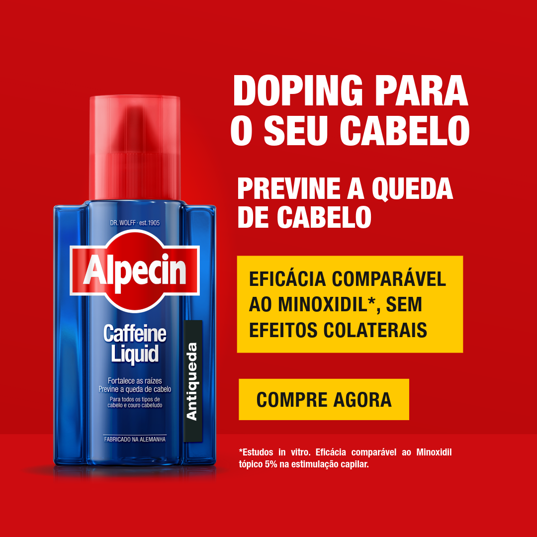 Alpecin Brasil Facebook ad: Doping para o cabelo que previne a queda com eficácia…