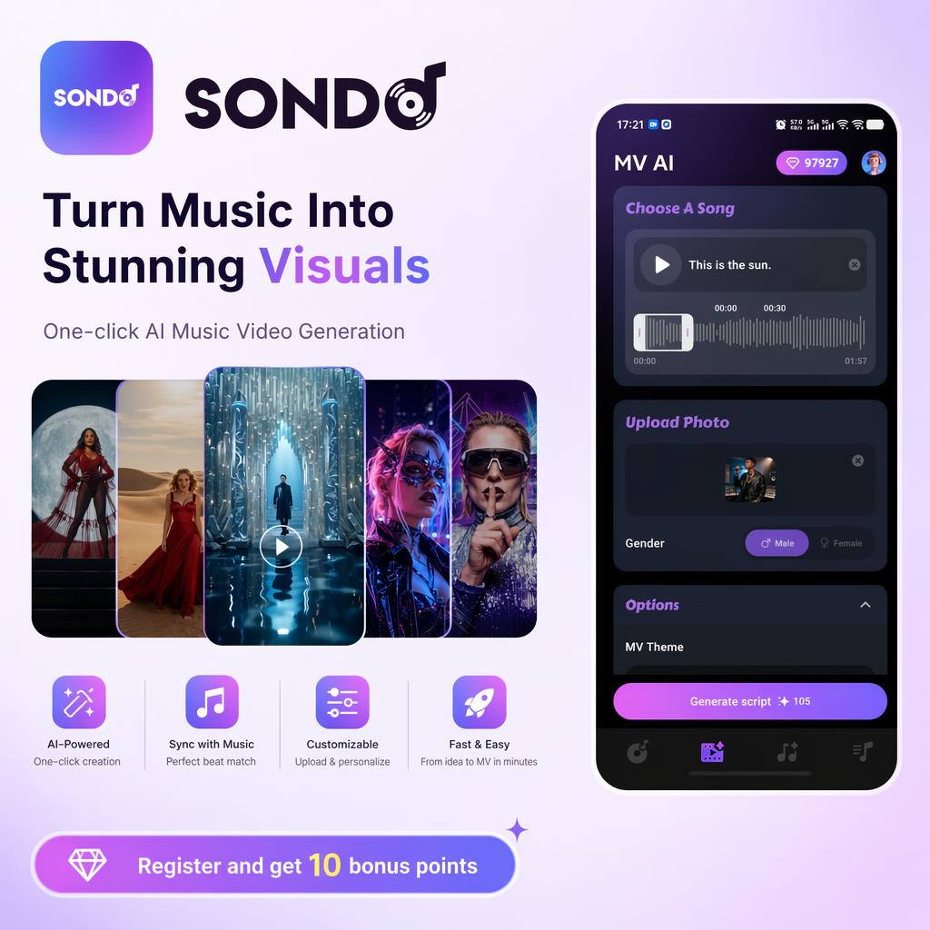 Sondo ai-Xavier-2 Facebook ad: Sondo, AI Music & Music Video Generator