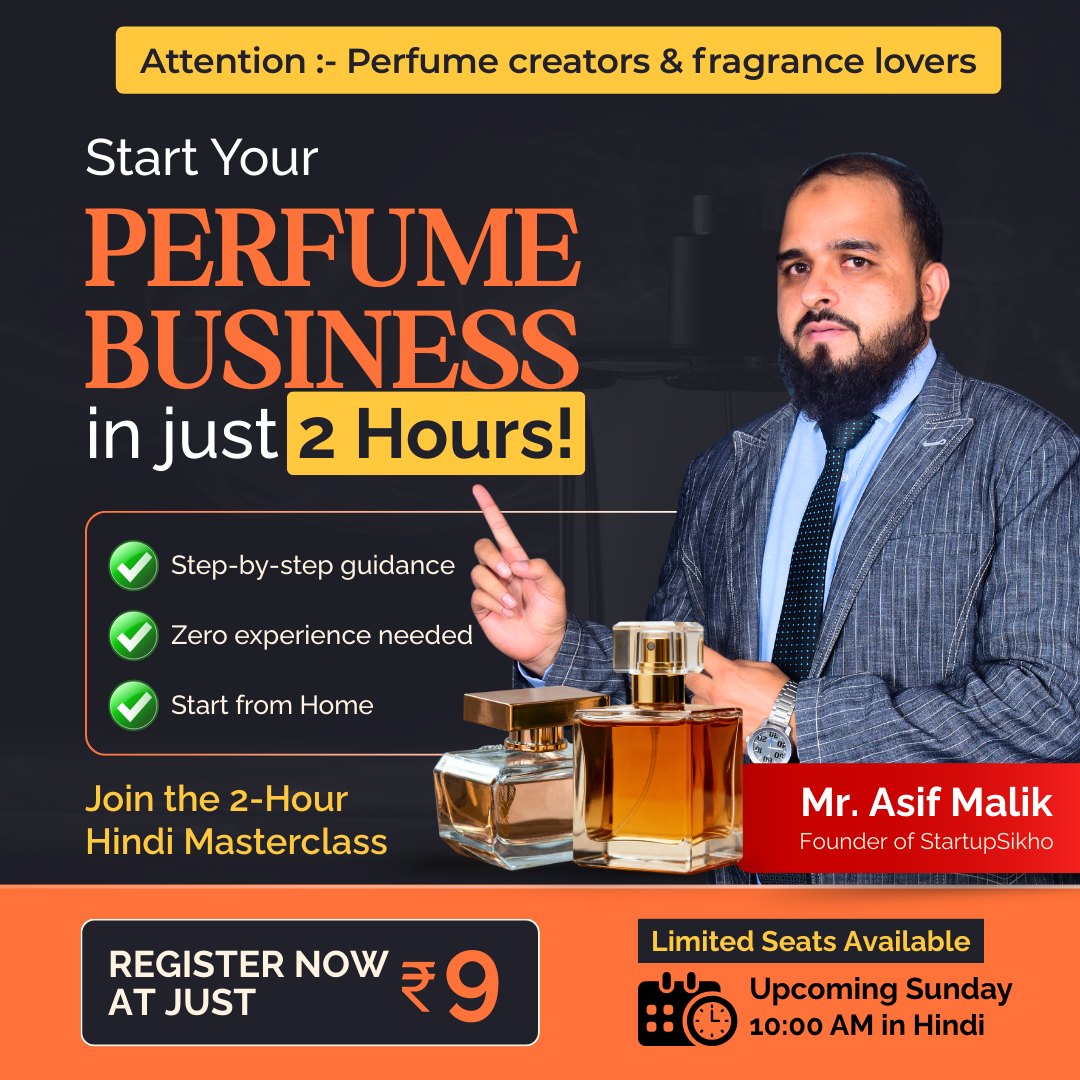 Startup Sikho Facebook ad: Launch your Perfume Brand in just ₹9/- only