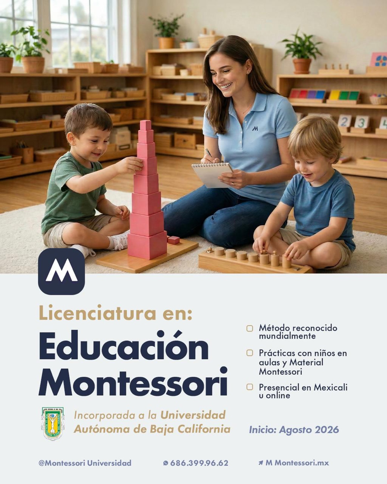 Montessori Universidad Facebook ad: ¿Quieres cambiar la vida de los niños a…
