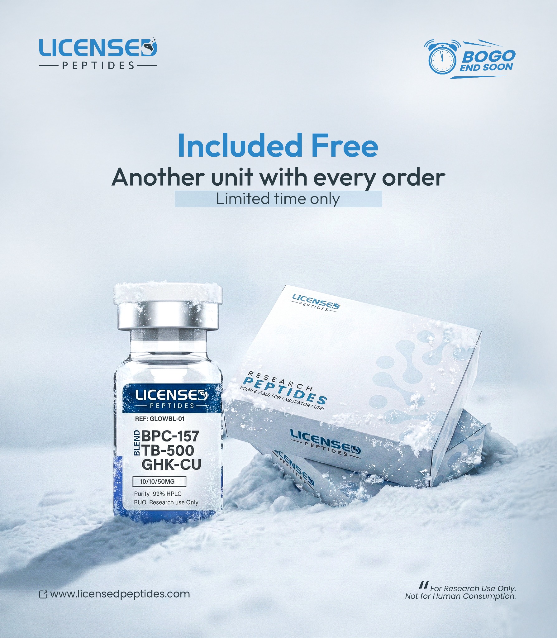 LicensedPeptide Facebook ad: Buy One Get One Free Sale Ends Soon