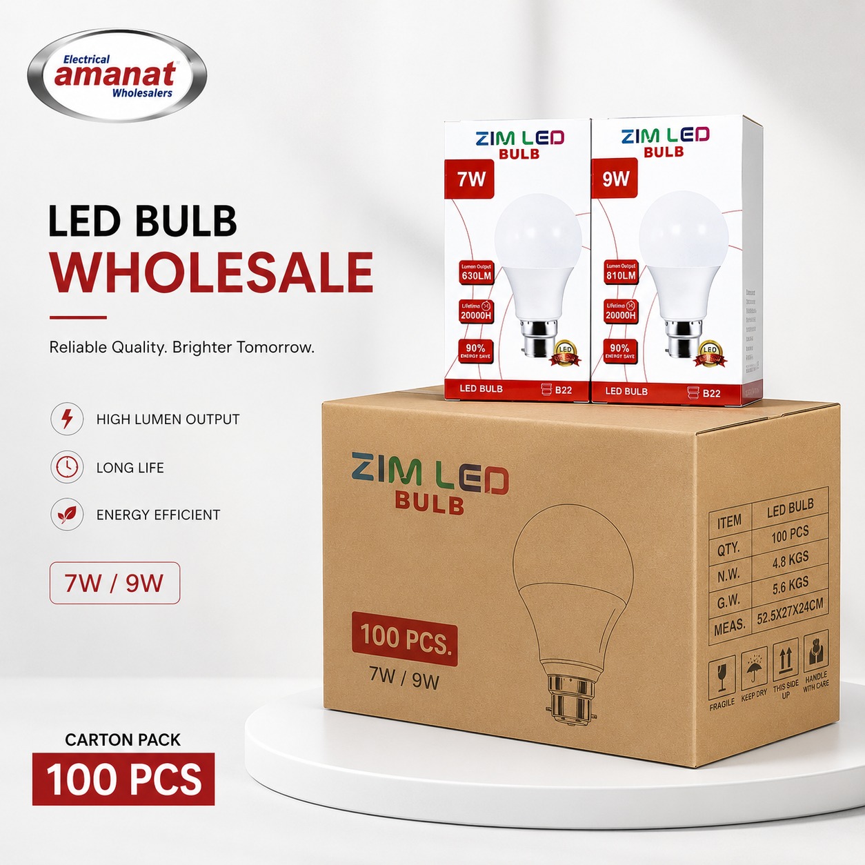 Amanat Electrical Wholesalers Facebook ad: Brighten your space with ZIM LED Bulbs!