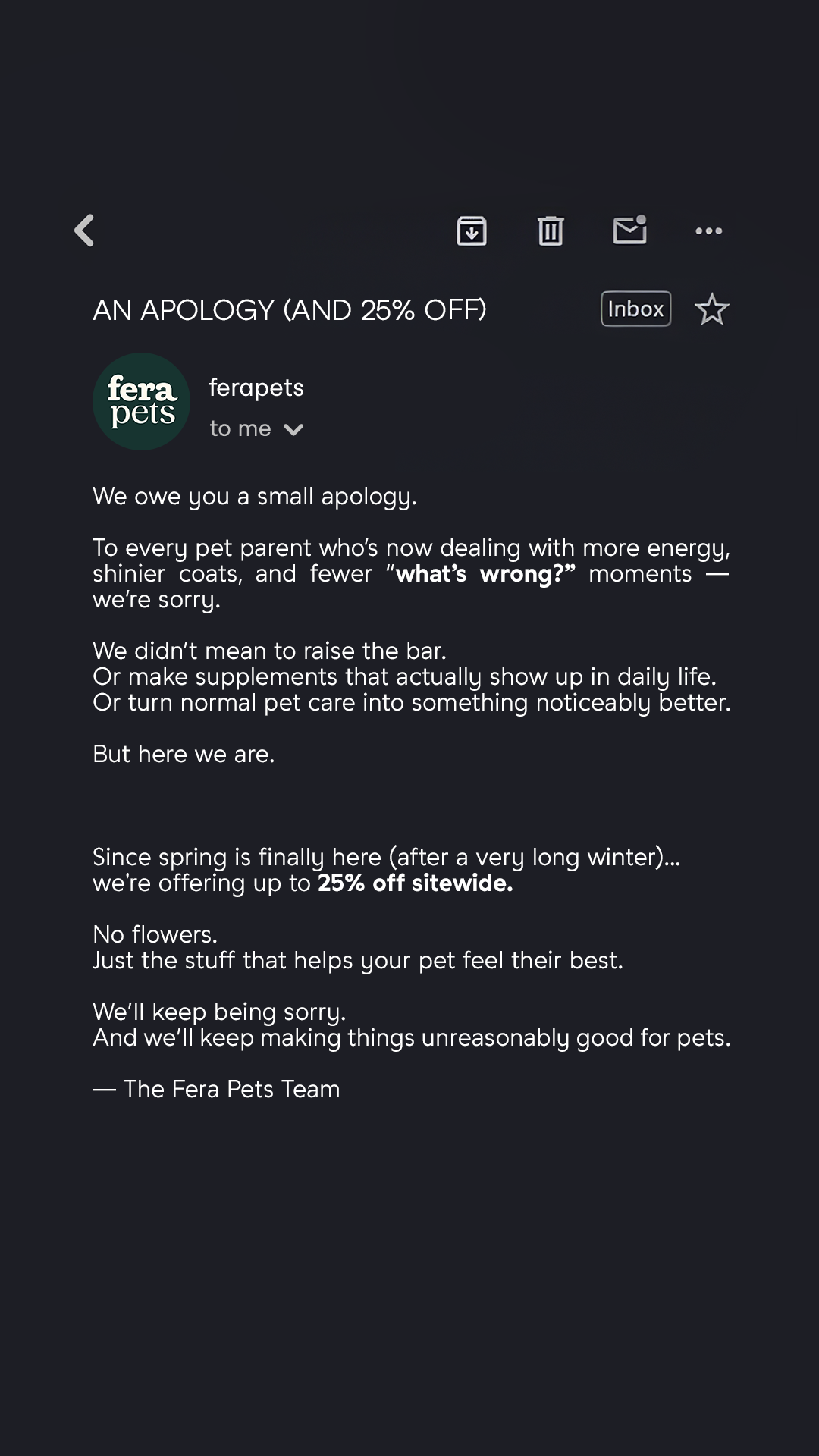Fera Pets Facebook ad