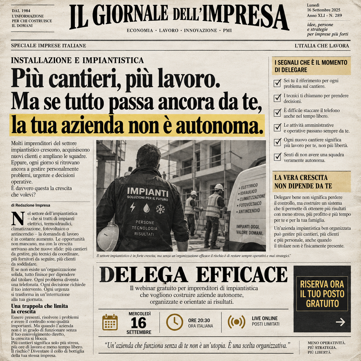 Antonio Panìco Business Coach Facebook ad: Delega Efficace - Webinar GRATIS