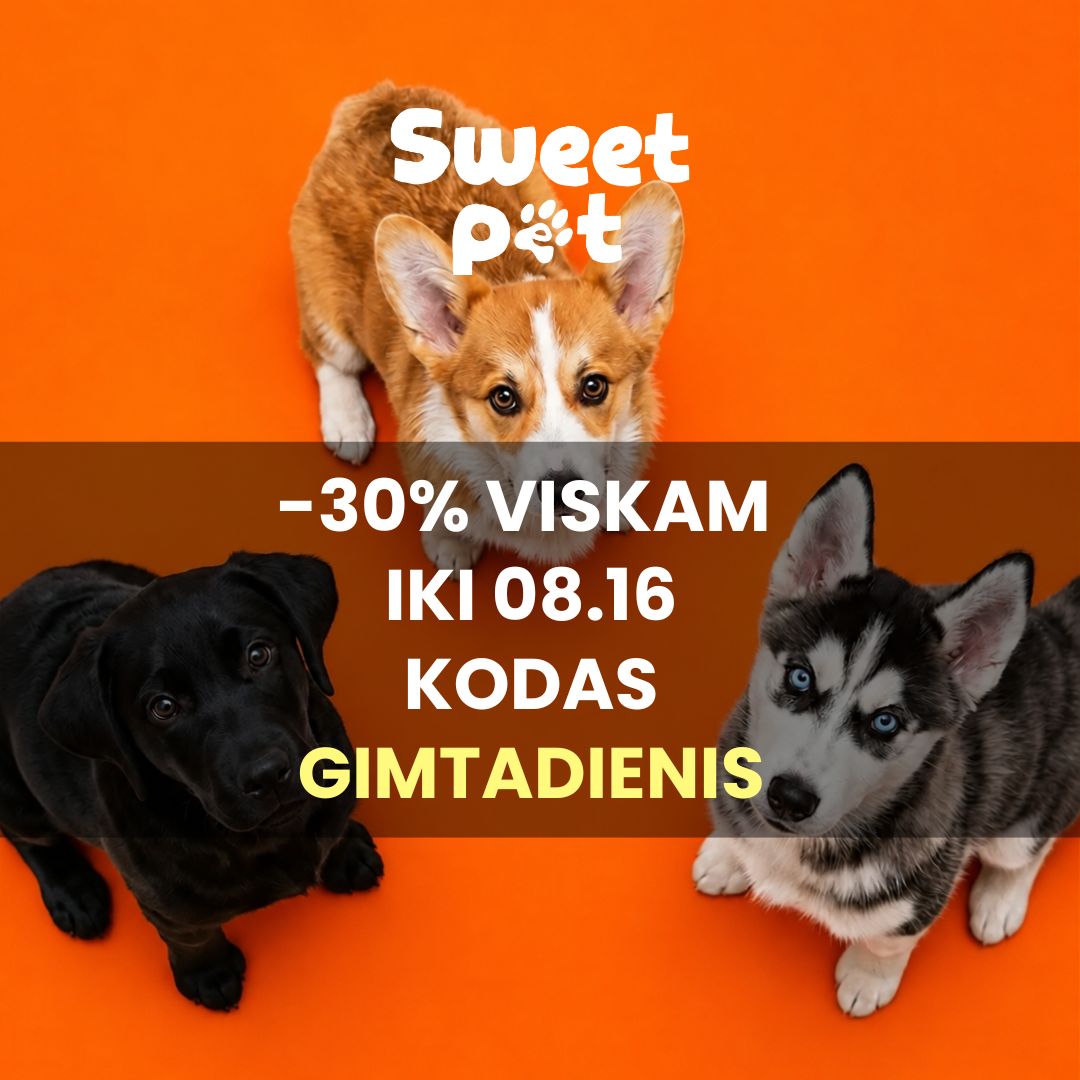 Sweet Pet Facebook ad: GIMTADIENIS -30% VISKAM IKI 08.16d