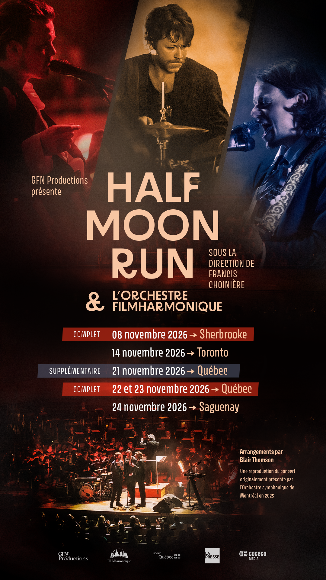 Half Moon Run Facebook ad: Half Moon Run & l’Orchestre FILMharmonique