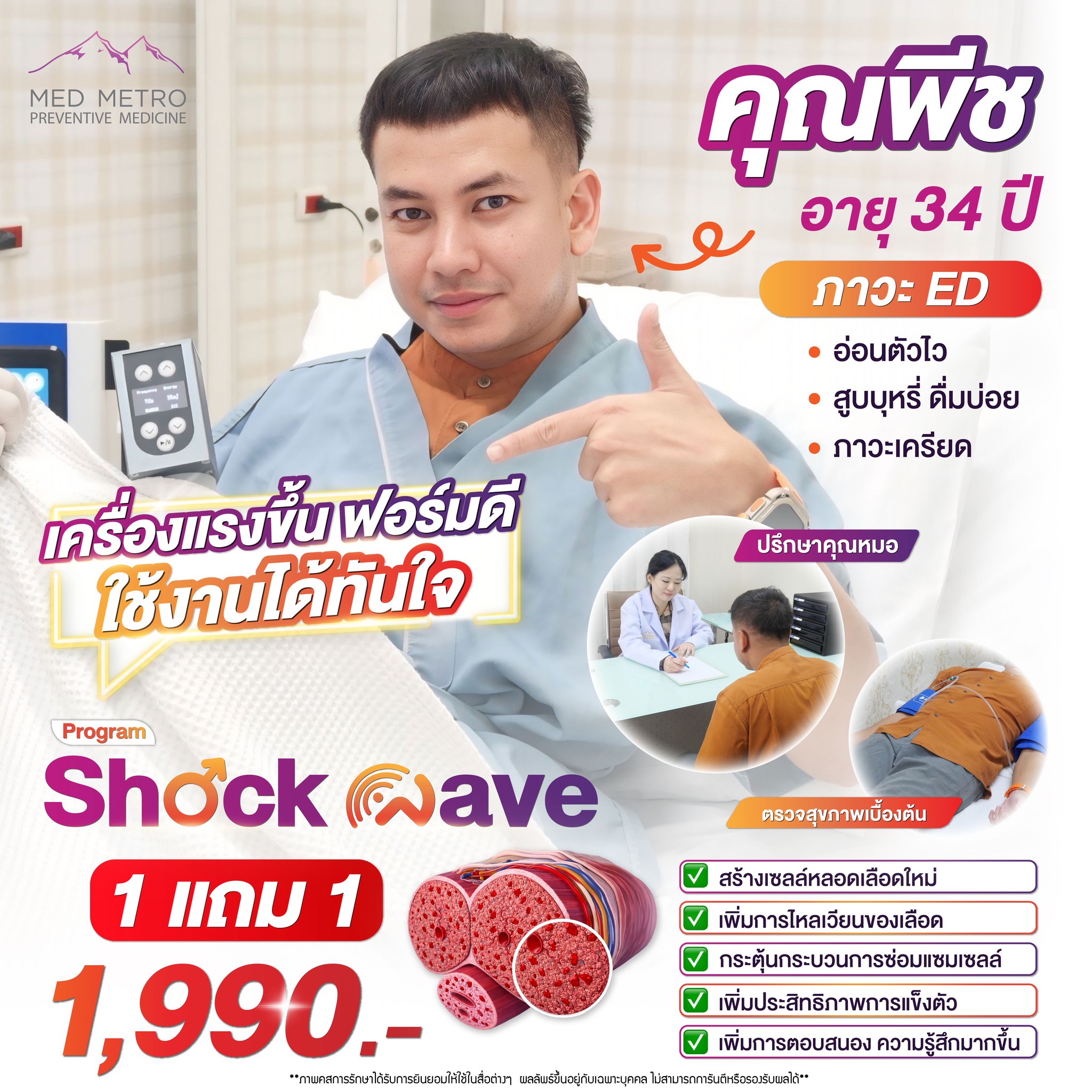 ศูนย์ป้องกันและฟื้นฟูสุขภาพ MED METRO Facebook ad