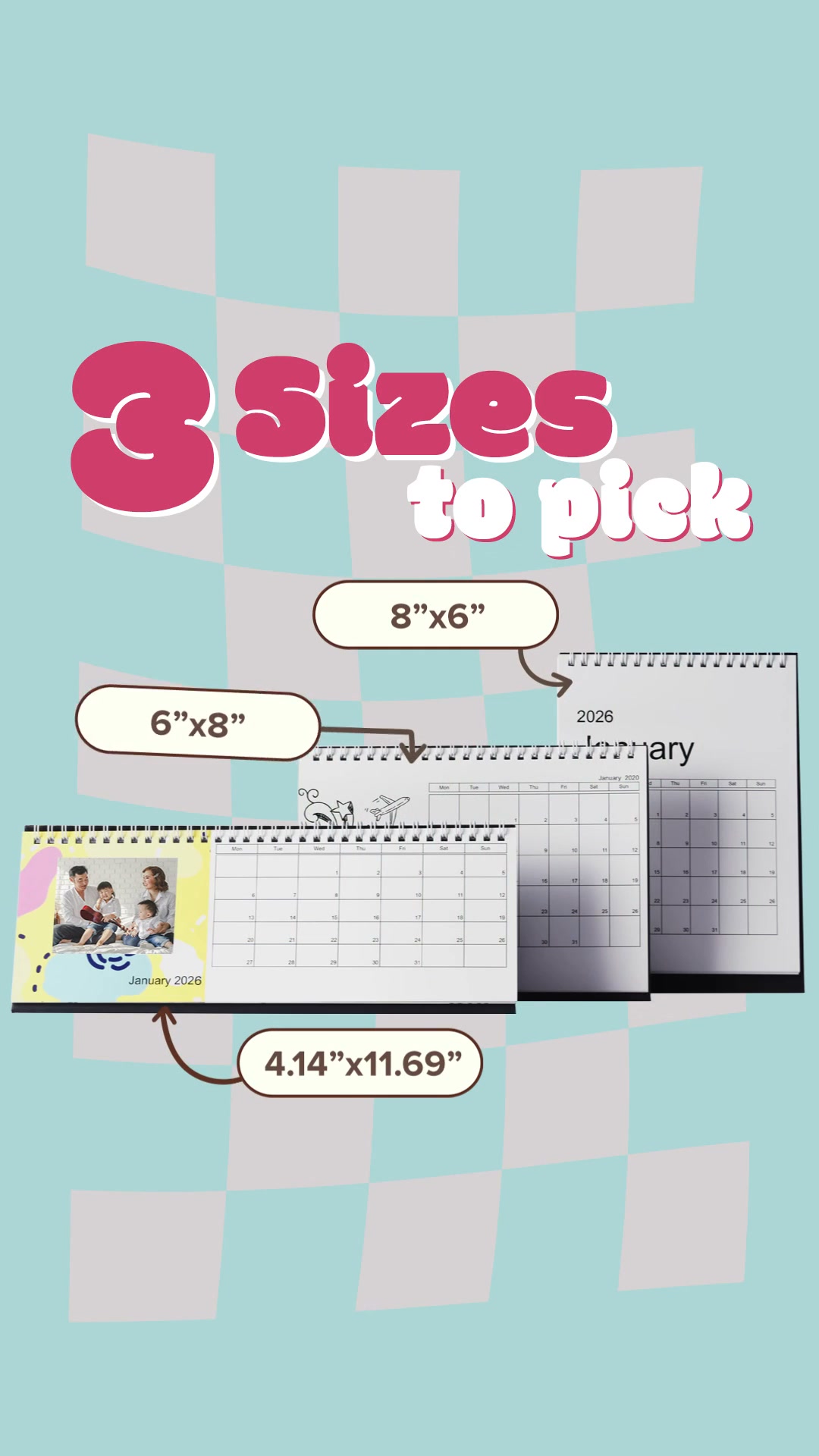 Pixajoy Photobook Facebook ad: One-Of-A-Kind Desk Calendar