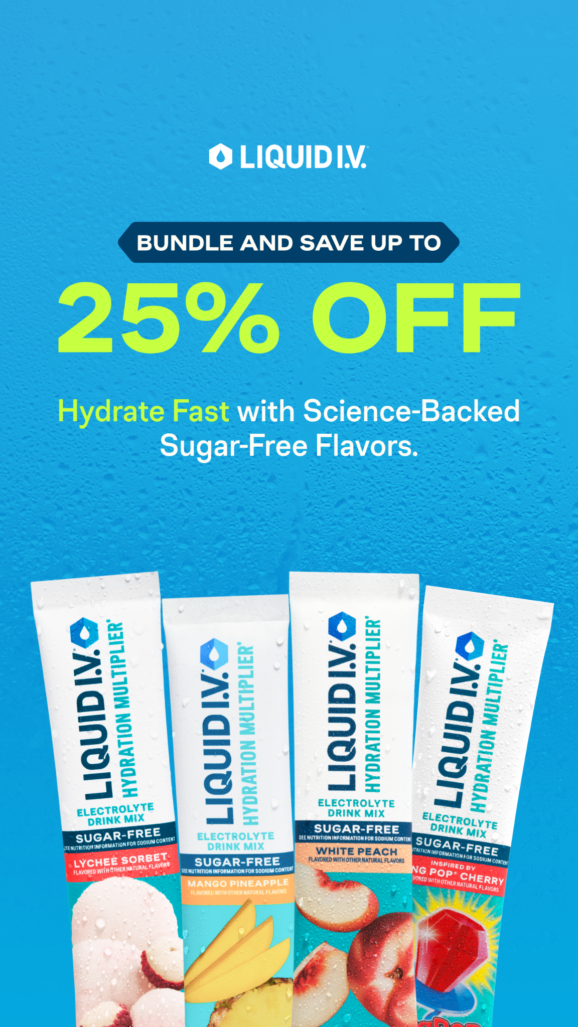 Liquid I.V. Facebook ad: Sugar-Free Bundle, Save 25%