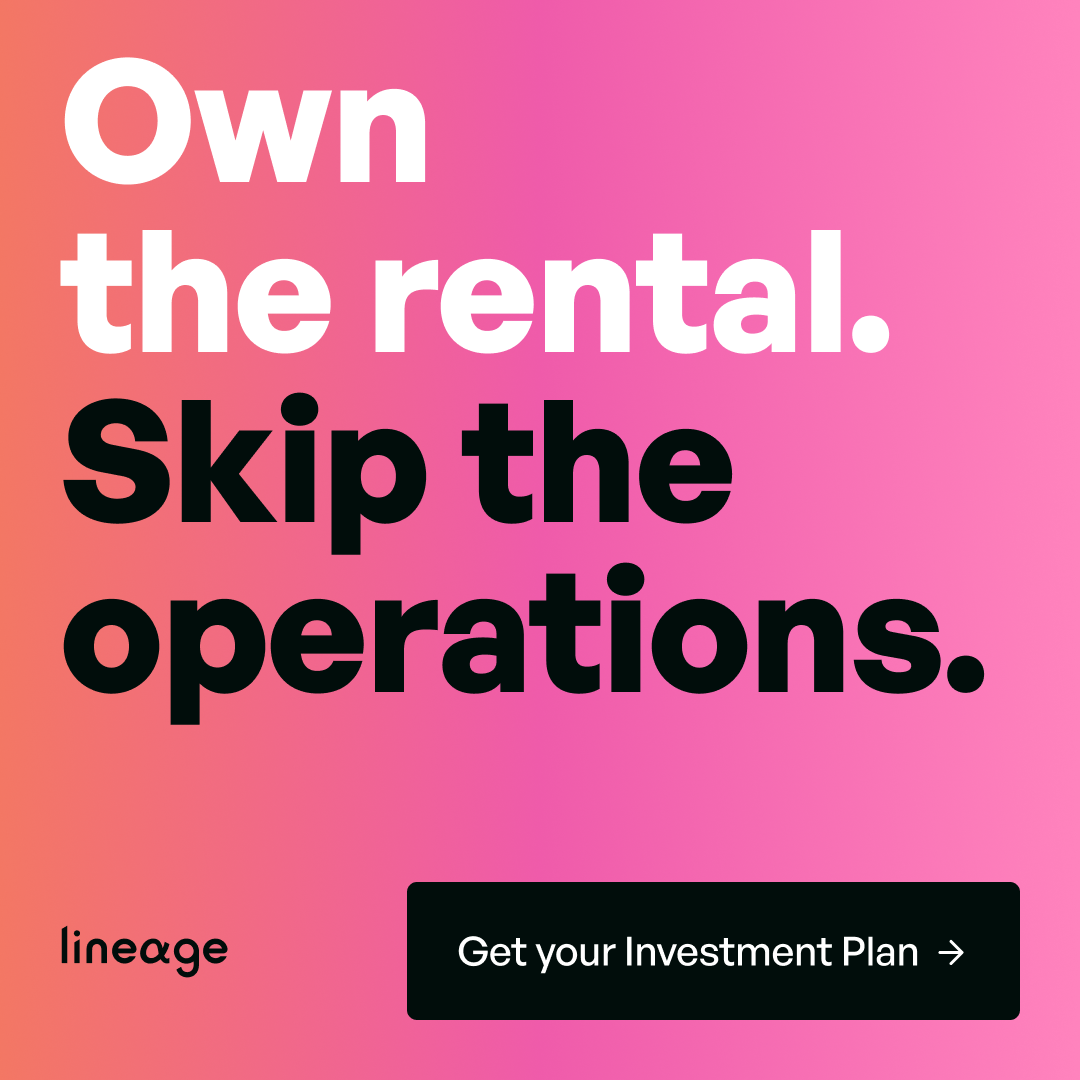 Lineage Real Estate Investing Facebook ad: Own. We line up 4.