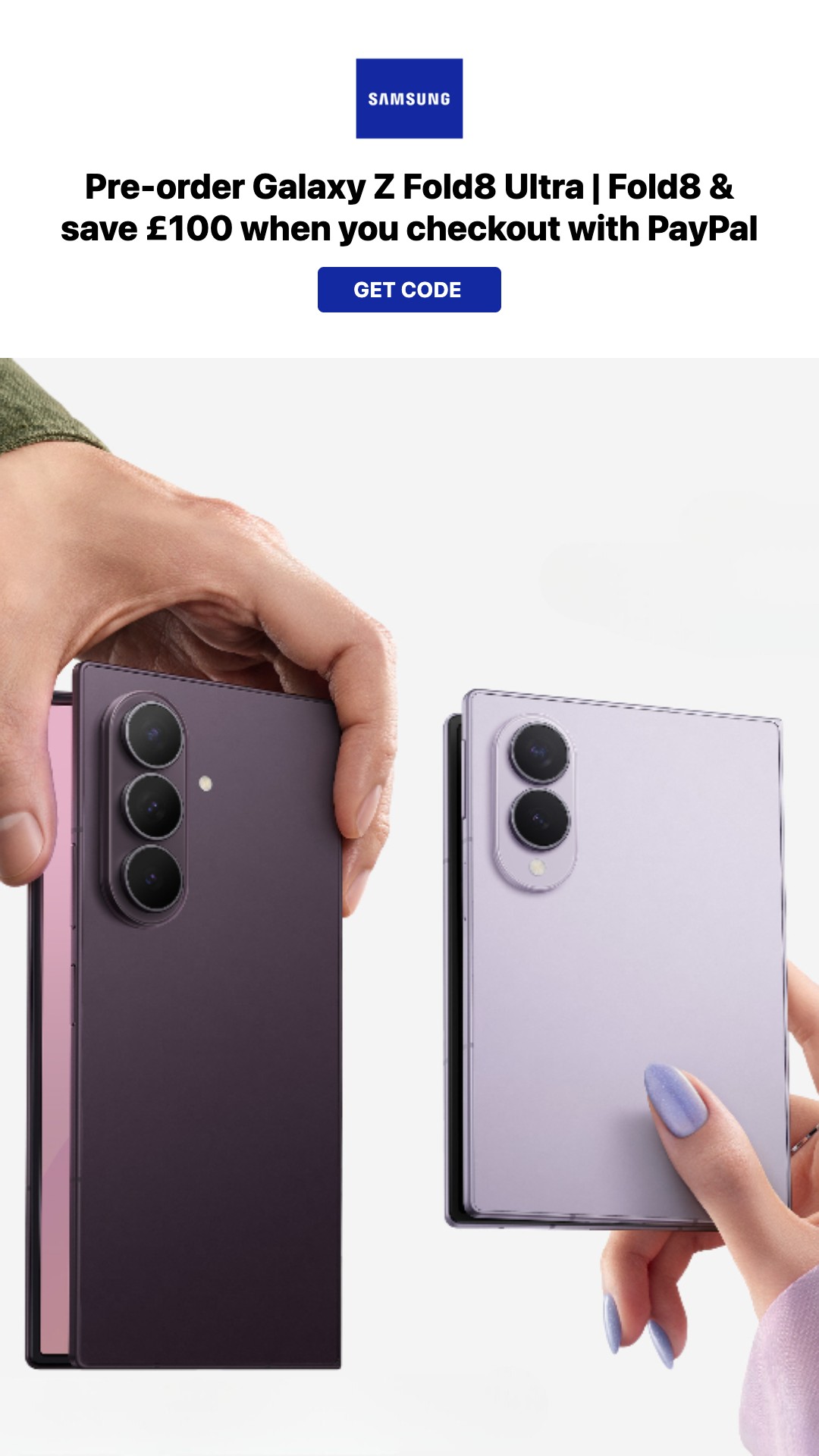 Everything Discounts Facebook ad: Samsung discount code: £150 OFF in July 2026