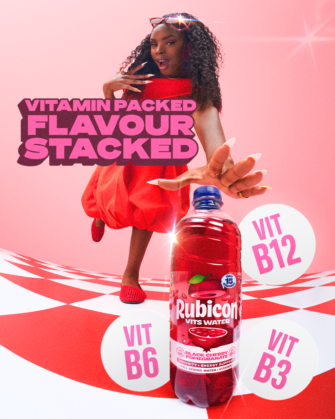 Rubicon Drinks UK Facebook ad: 100% of your daily Vitamins B3, B6 and…