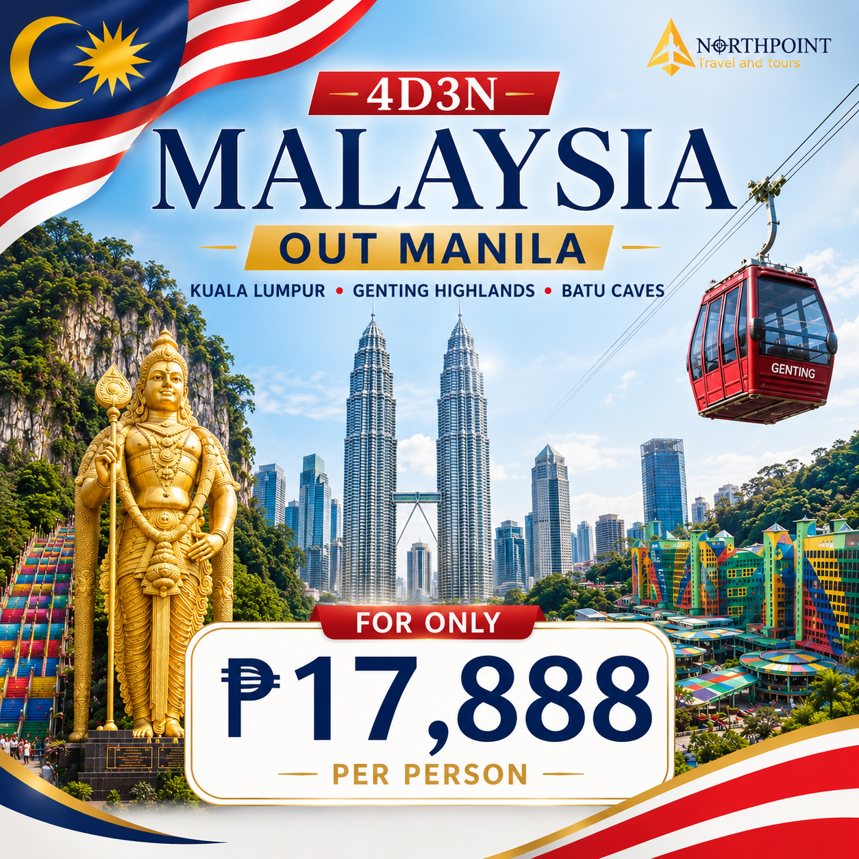 Northpoint Travel and Tours Facebook ad: 4D3N Malaysia Starts at ₱17,888!