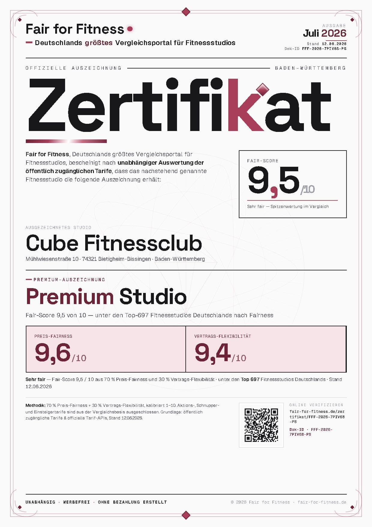 Cube Fitnessclub Facebook ad: Jetzt 3 Monate testen
