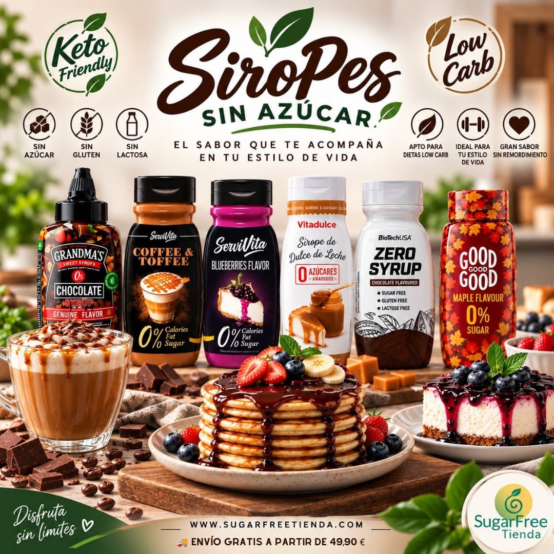 SugarfreeTienda Facebook ad: ¡Mucho sabor, cero azúcar!