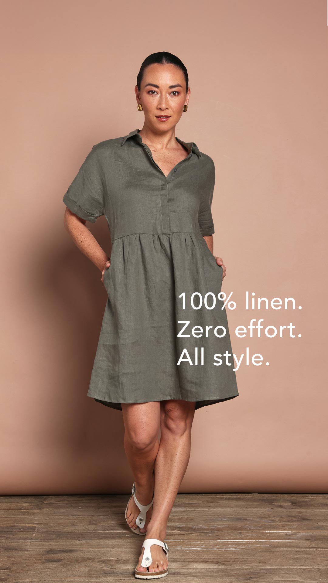 Birdsnest Facebook ad: 100% Linen. Zero Fuss. All Style.