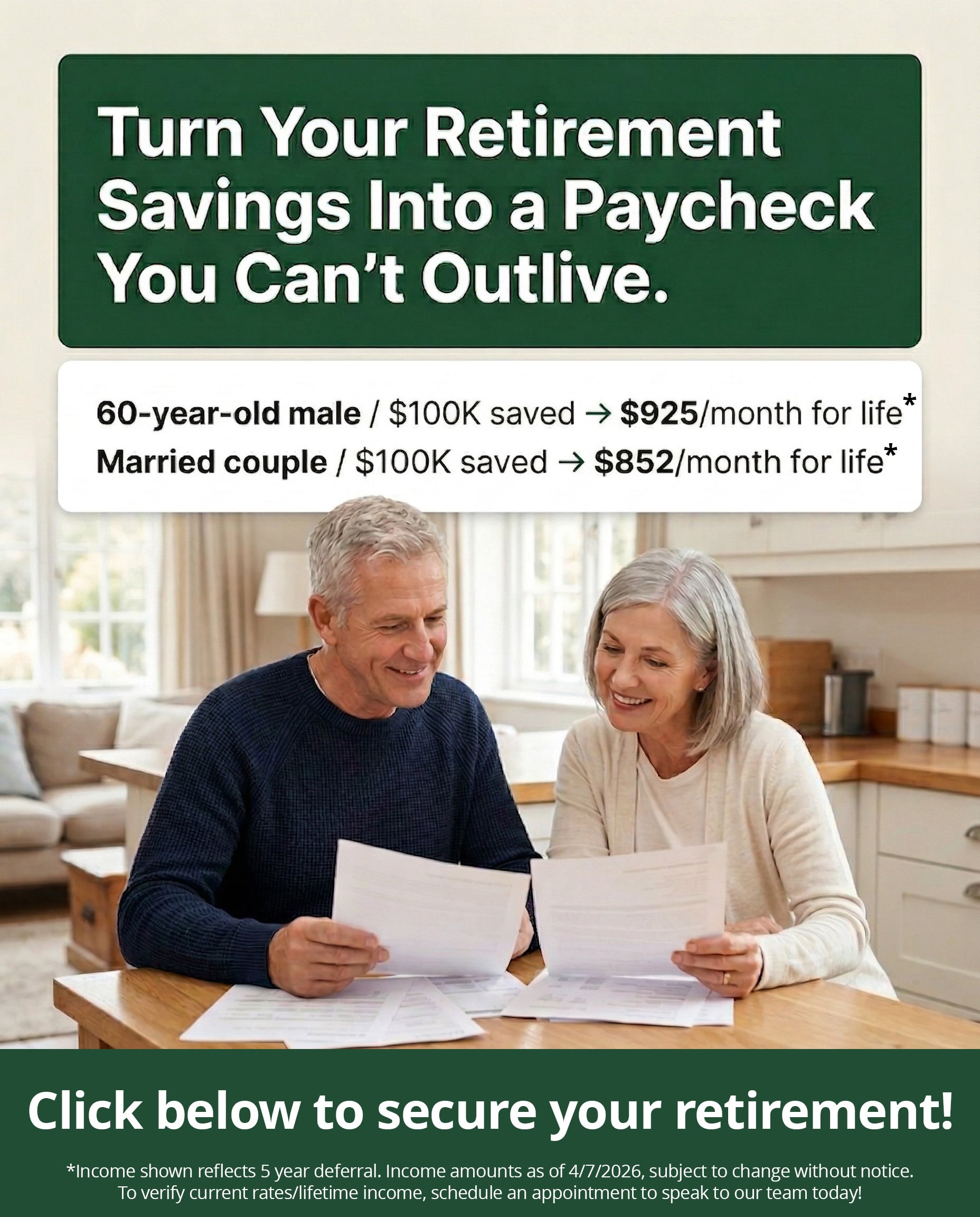 The Annuity Link Facebook ad: Turn Your Retirement Savings Into a Paycheck You Can’t…