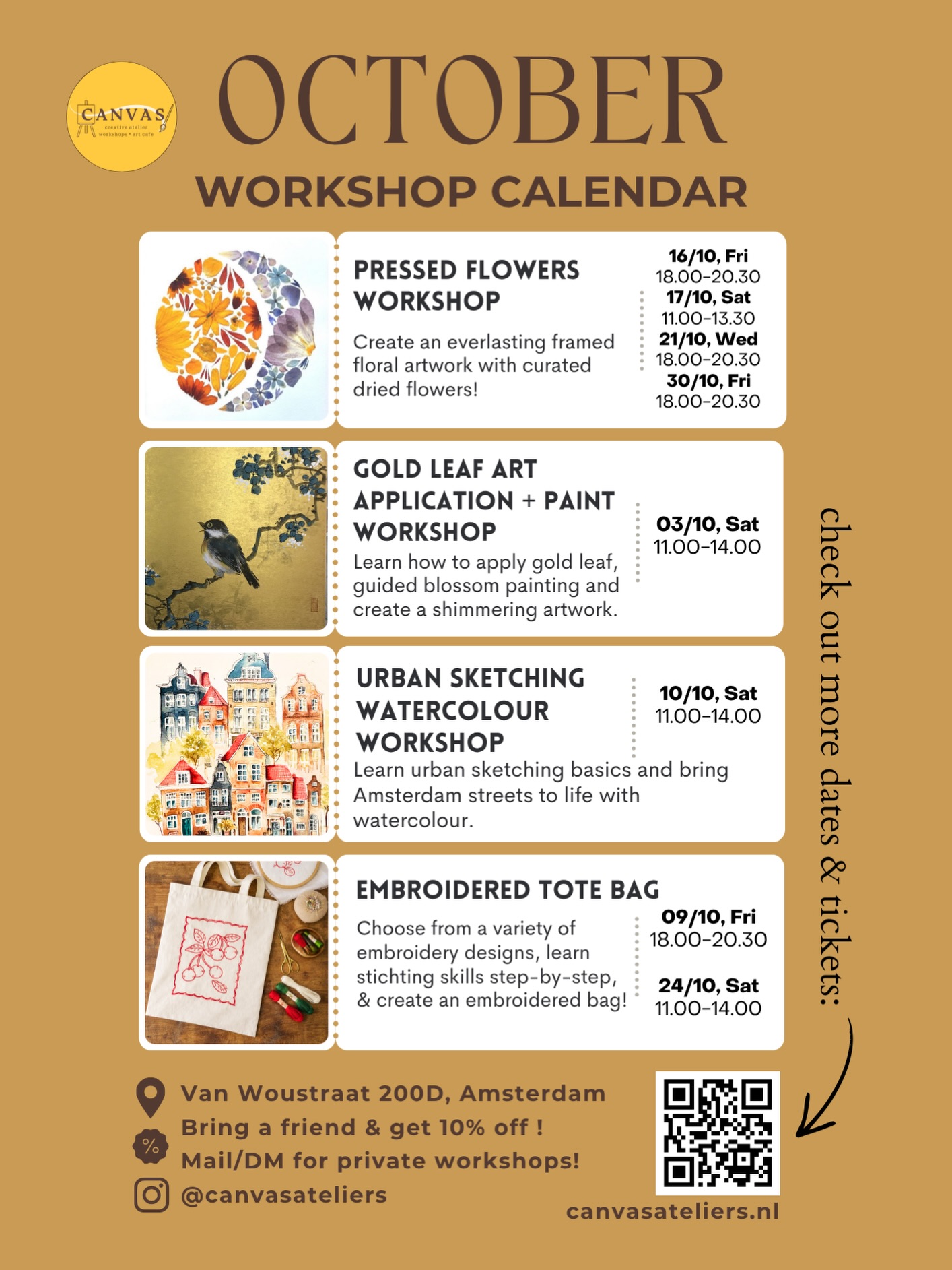 Canvas Atelier Facebook ad: Tag your friend for a cozy fall workshop