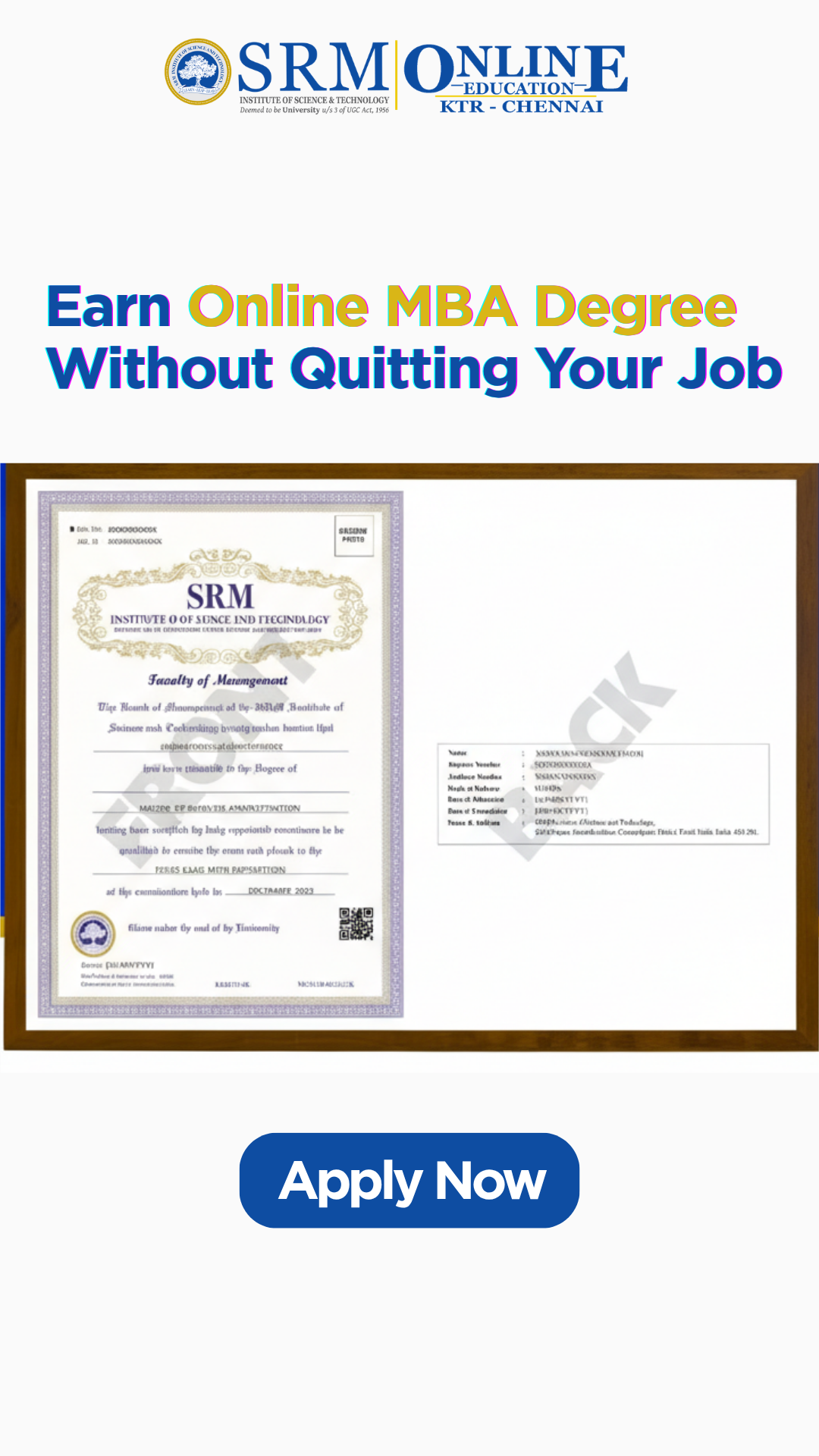 SRM Online Education Facebook ad