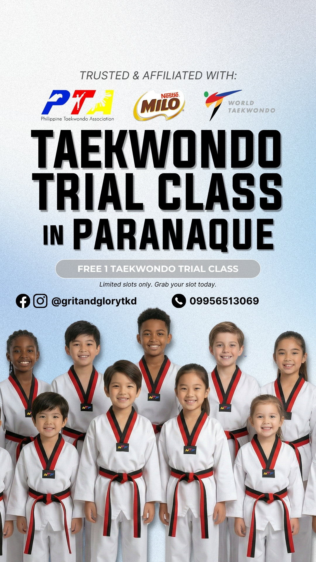 Grit & Glory Taekwondo Facebook ad: Not sure if Taekwondo is right for your…