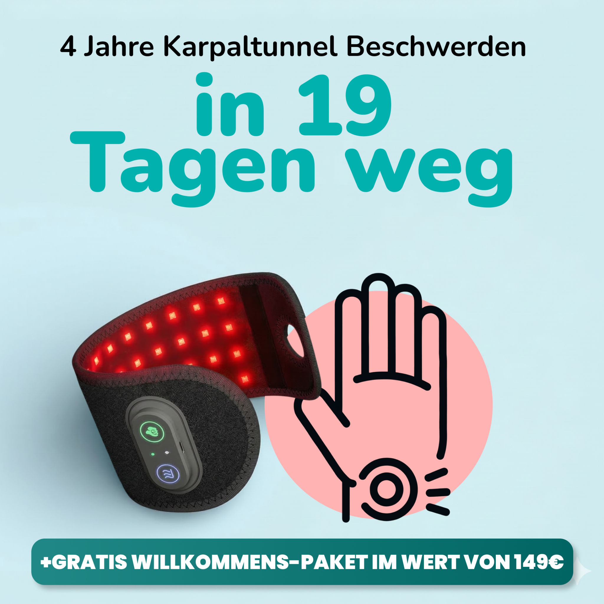 Karpaltunnel Schmerzfrei Facebook ad: 10€ extra Rabatt Code HAND10