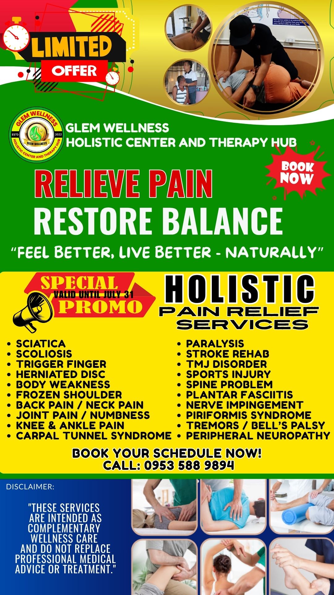 GLEM Wellness Holistic Center and Therapy Hub - Main Facebook ad: 𝐌𝐚𝐬𝐚𝐤𝐢𝐭 𝐚𝐧𝐠 𝐤𝐚𝐭𝐚𝐰𝐚𝐧, 𝐥𝐢𝐤𝐨𝐝…