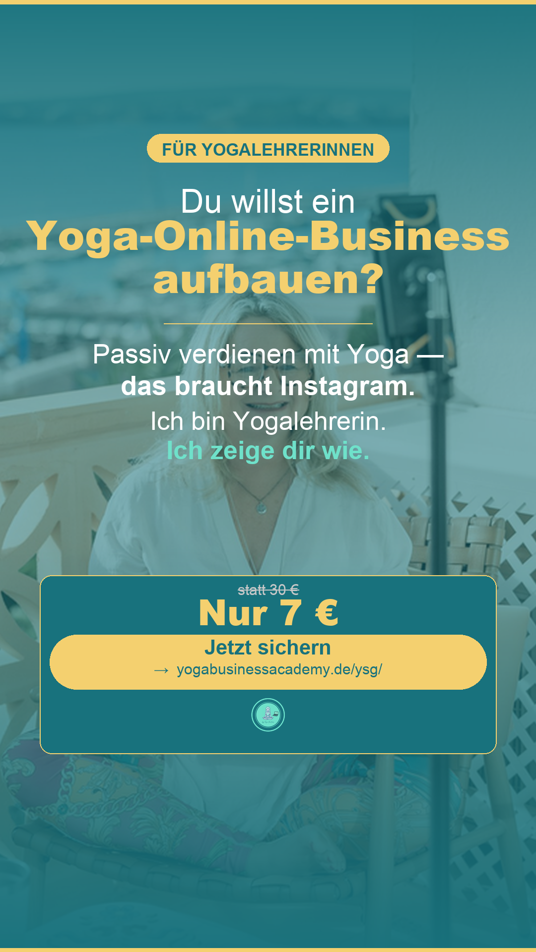 Yogabusinessacademy Facebook ad: Yogakurse passiv verkaufen