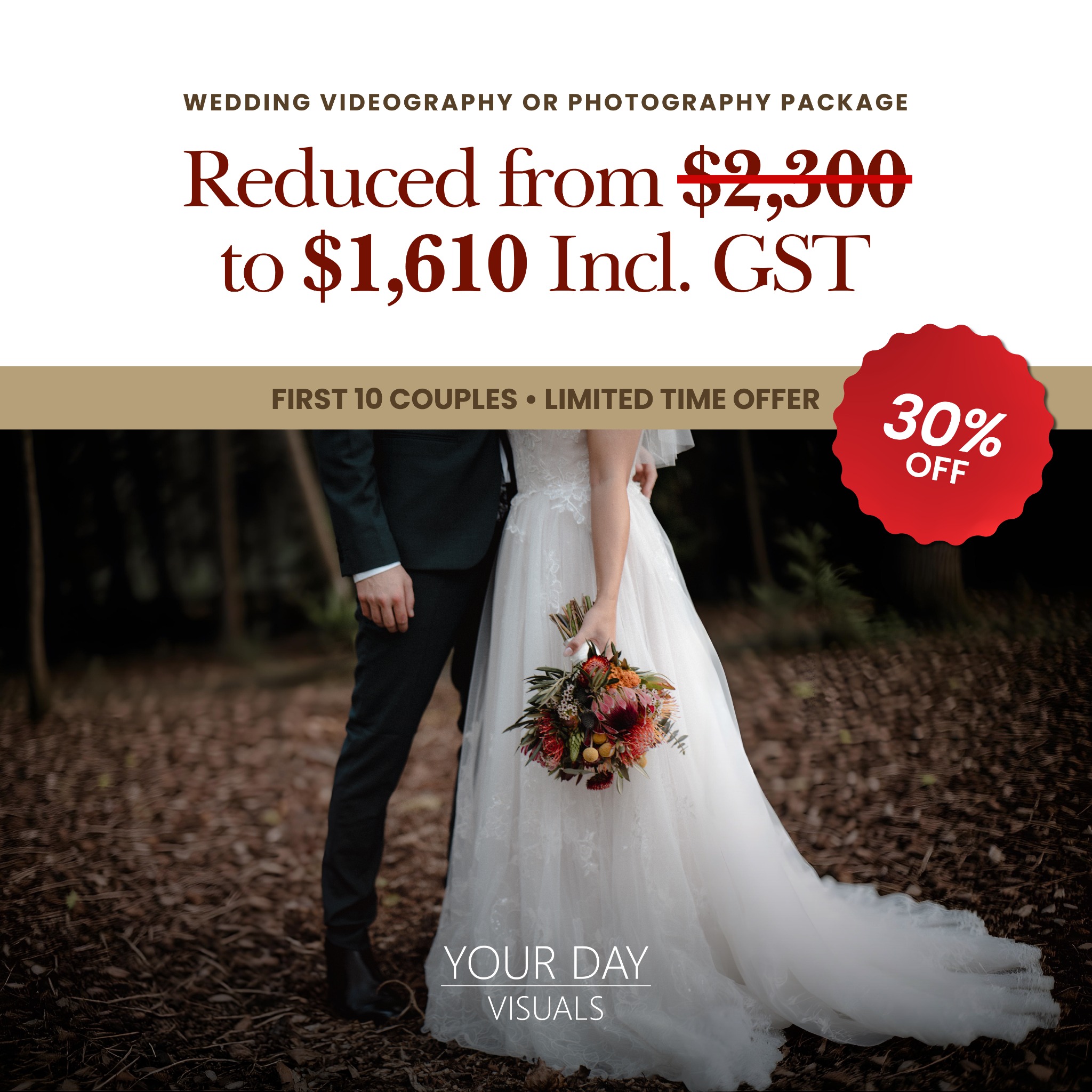 Your Day Visuals Facebook ad: Reduced From $2,300 to $1,610 Premium Quality Wedding…