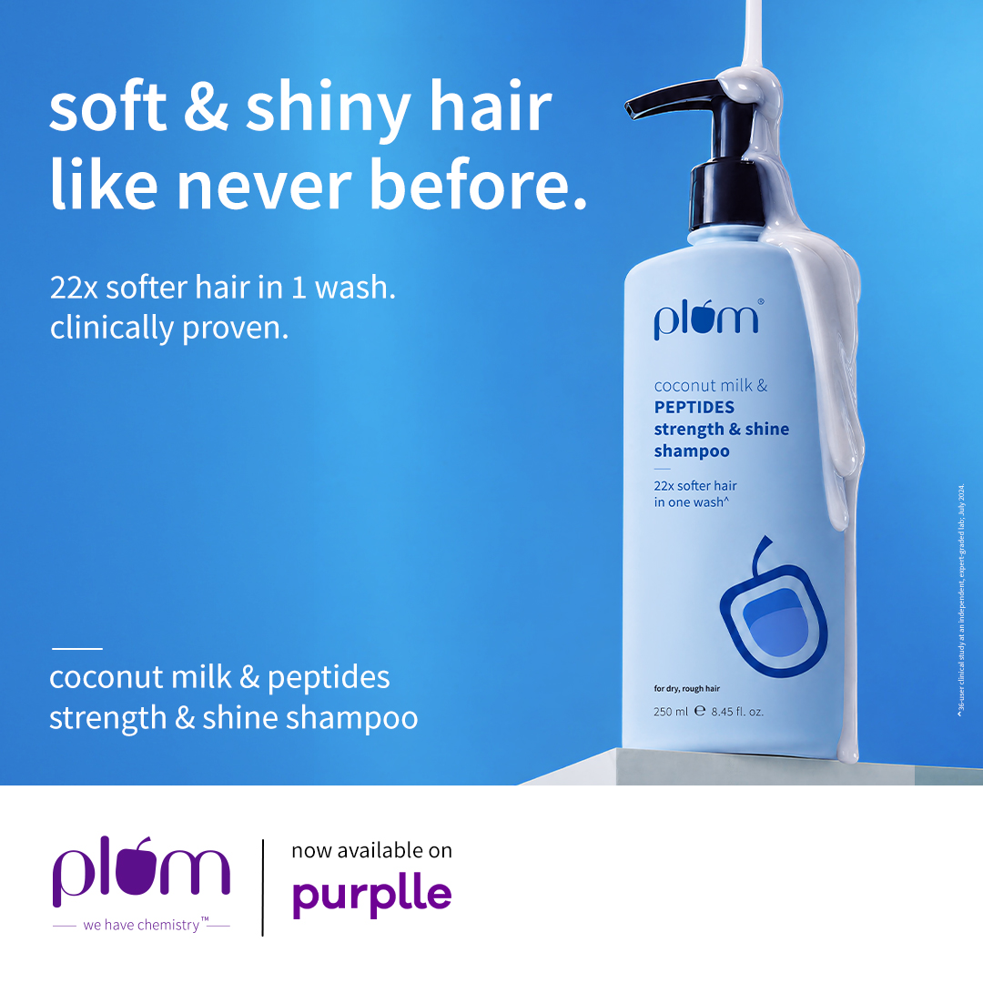 Plum Facebook ad: Peptides + coconut milk = next-level smoothness.