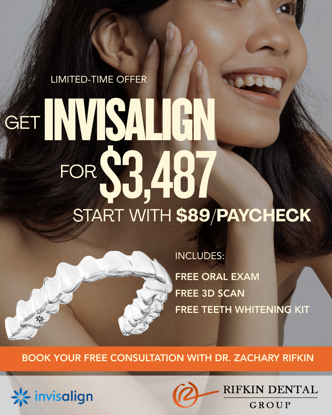 Rifkin Dental Group, Atlanta Facebook ad: Hey Atlanta! INVISALIGN Treatment for just $3,487!