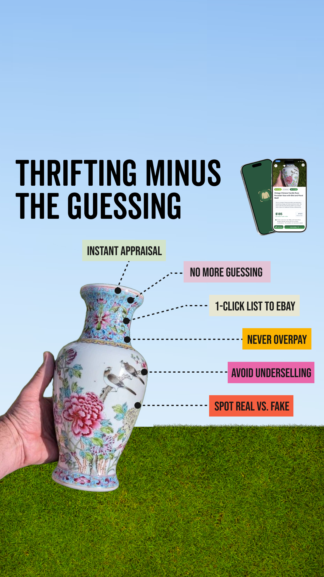 Thrift AI Facebook ad: Find profitable items in seconds