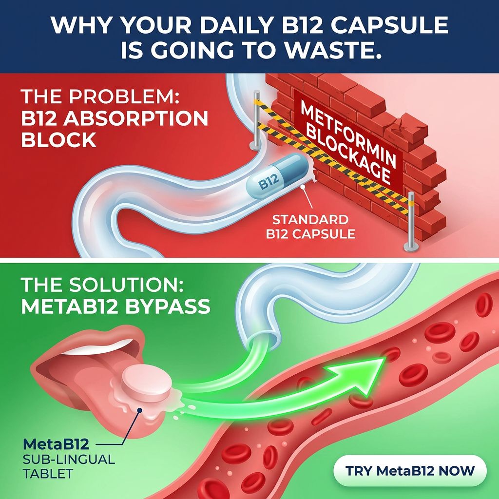 Health Blog UK Facebook ad: B12 for diabetics that bypasses the gut entirely