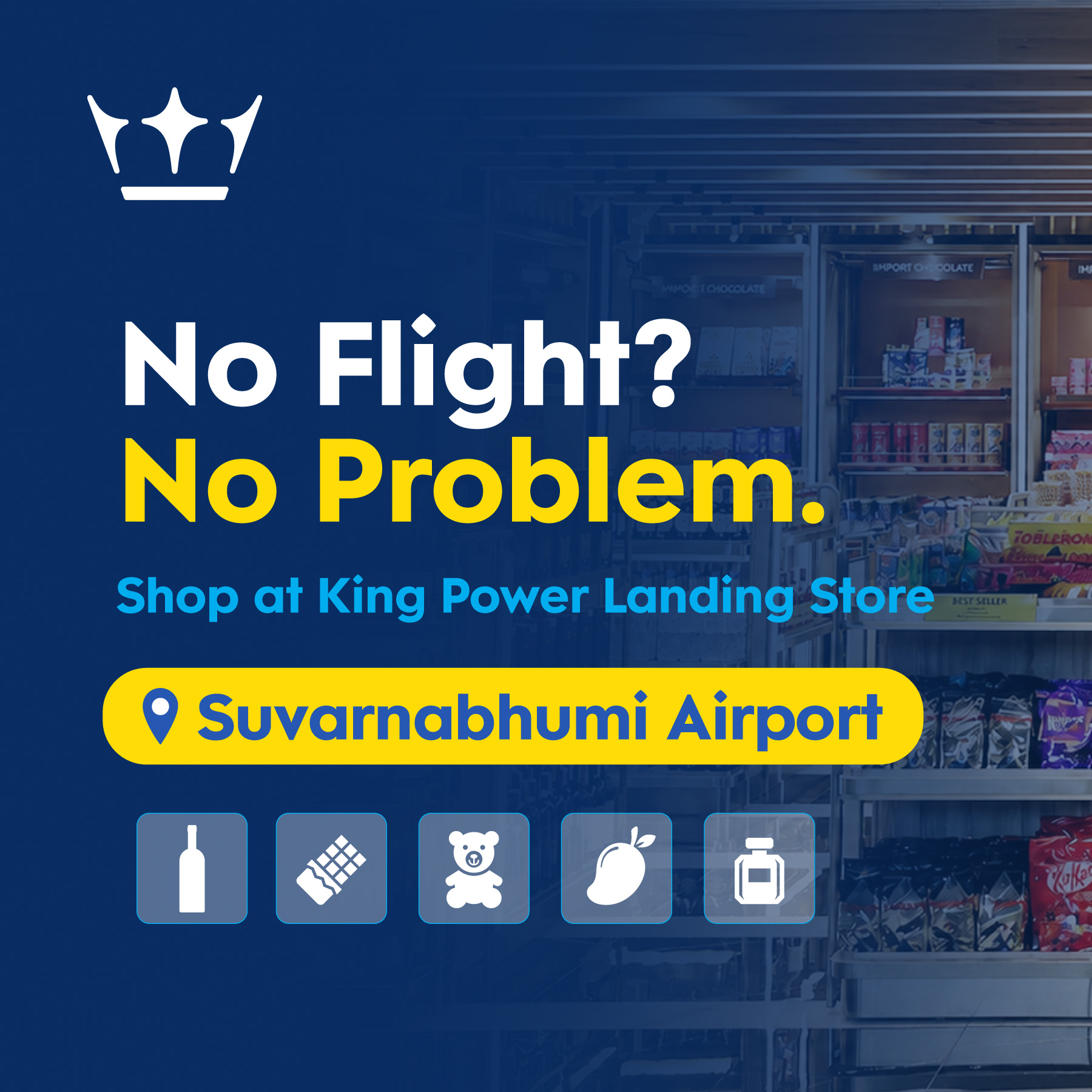 King Power Global Facebook ad: No Flight? No Problem.
