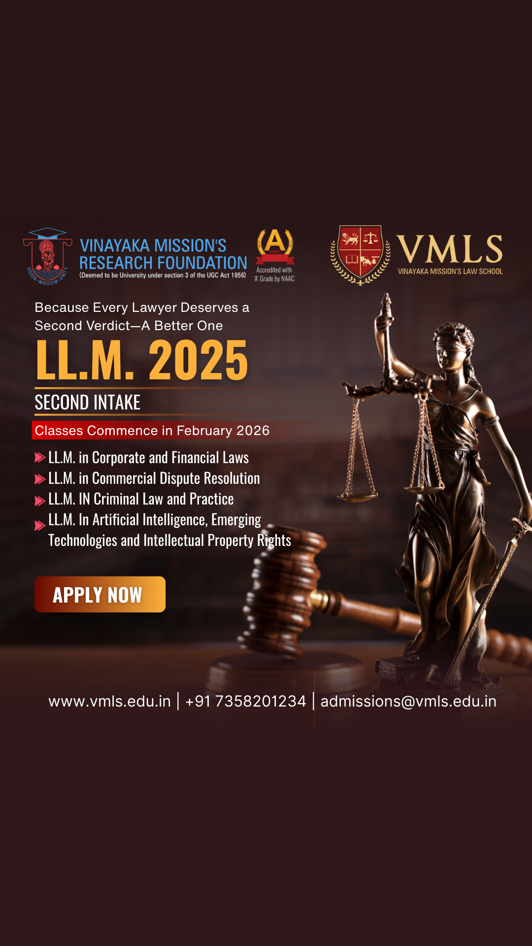 Vinayaka Mission's Law School - VMLS Facebook ad