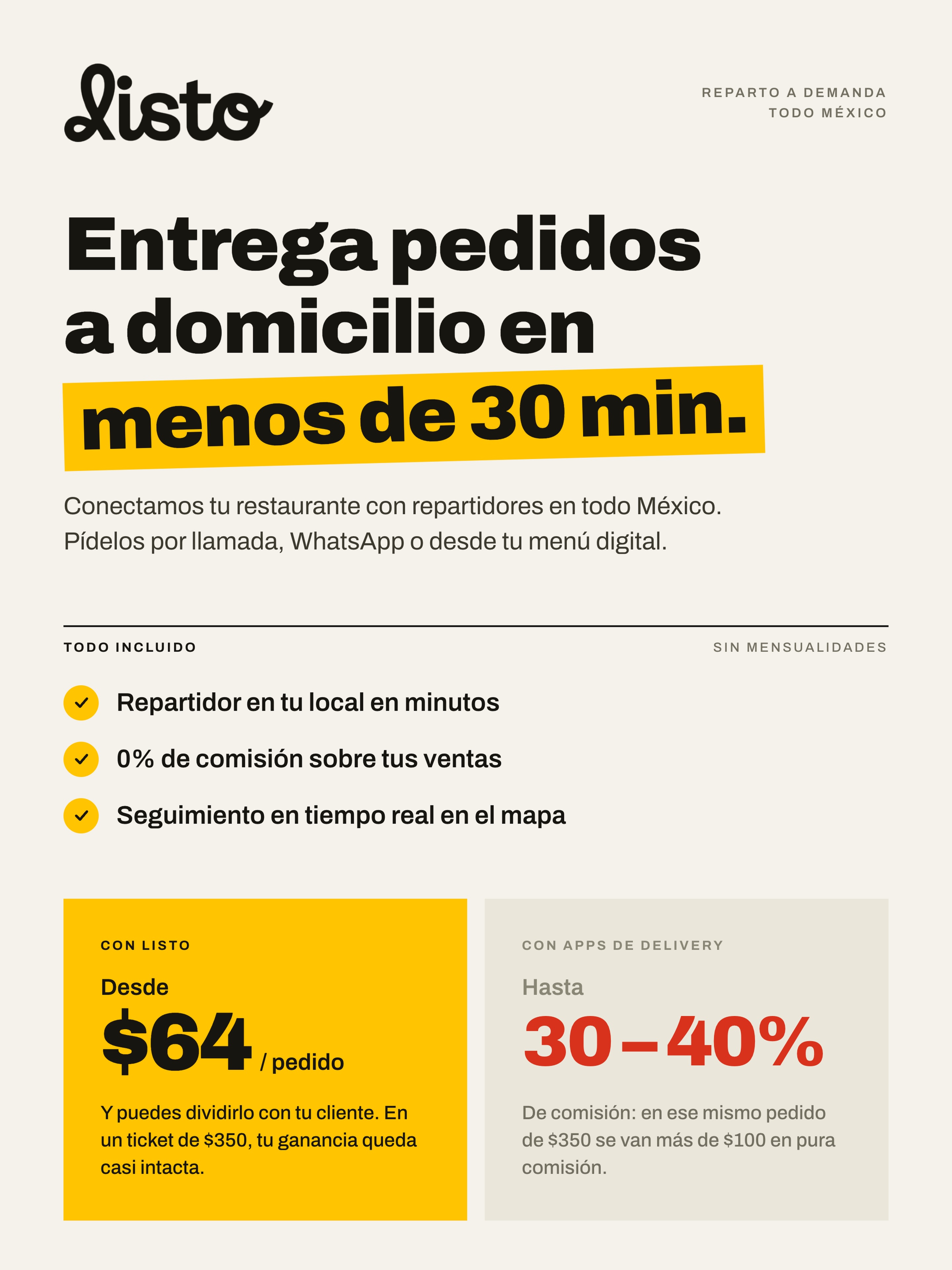 Calisto menu digital Facebook ad: Listo Calisto! Ahora puedes solicitar repartidores desde…