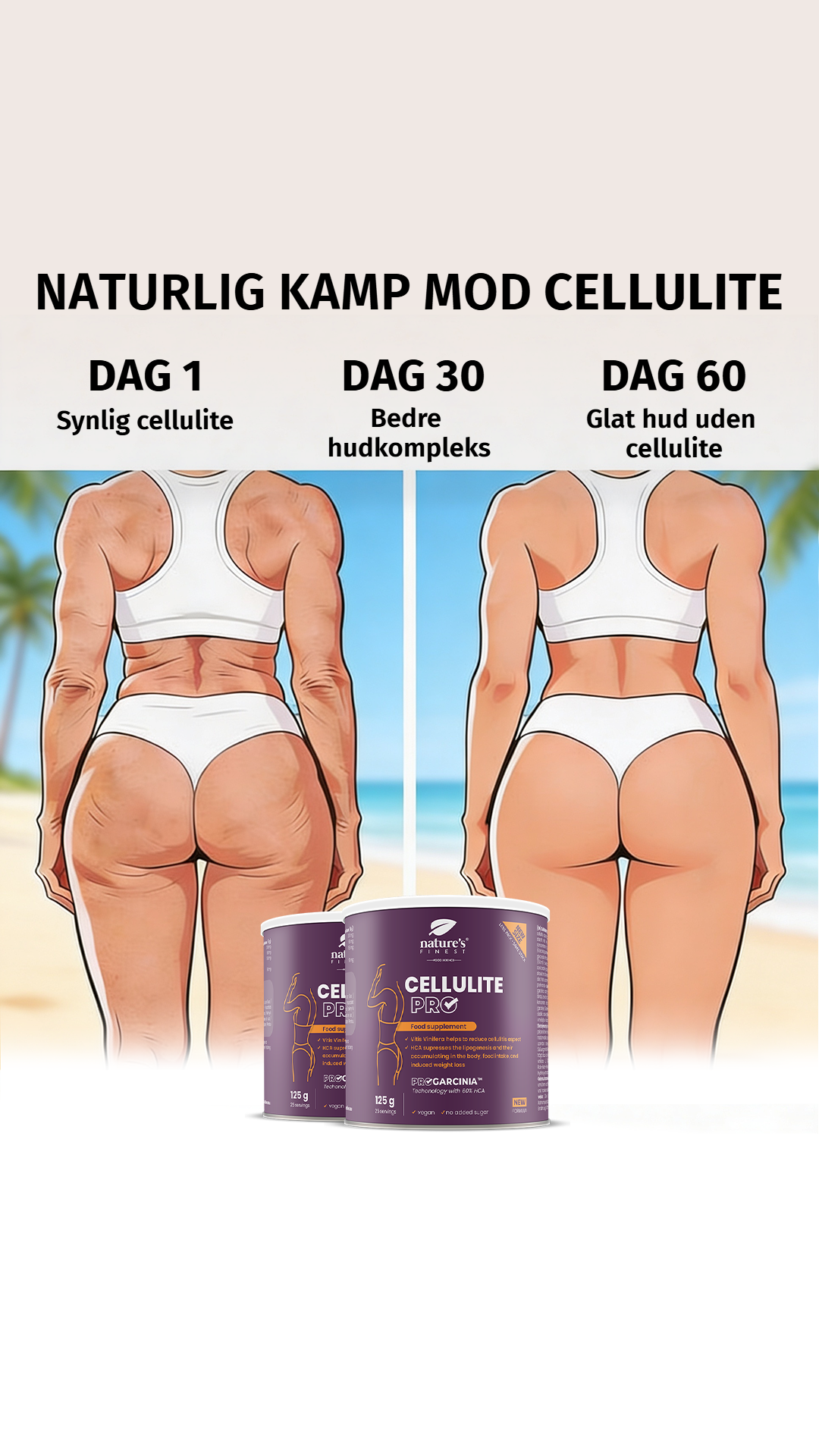Nature's Finest Denmark Facebook ad: Farvel, cellulite.