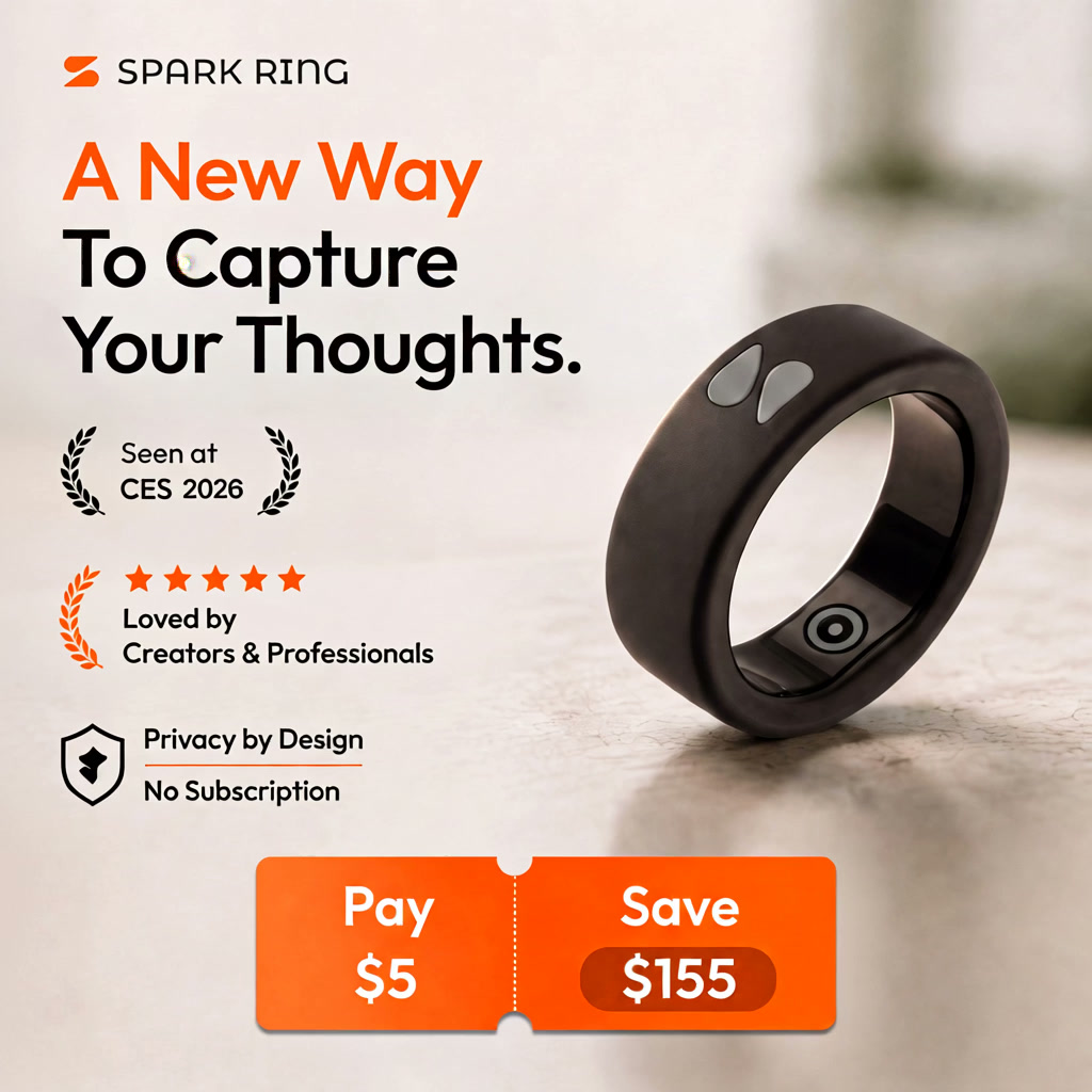 Spark Ring Facebook ad: The First Smart Ring Built to Capture Ideas