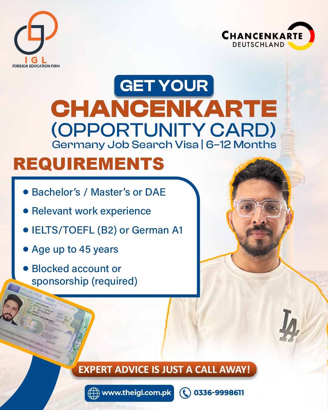 IGL Foreign Education Firm Facebook ad: Germany Opportunity Card Visa