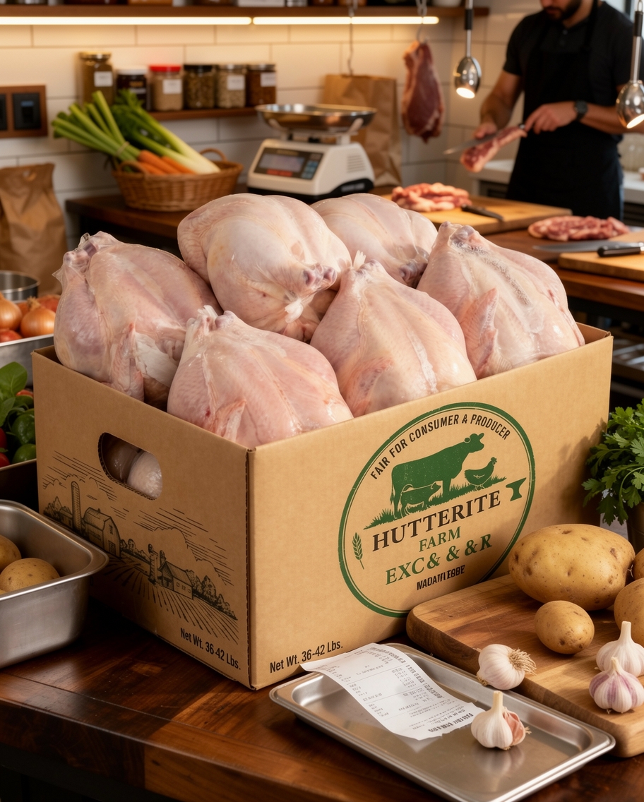 Hutterite Farm Exchange Facebook ad: Farm-Fresh Chicken Delivery in Calgary, Edmonton, Red Deer…