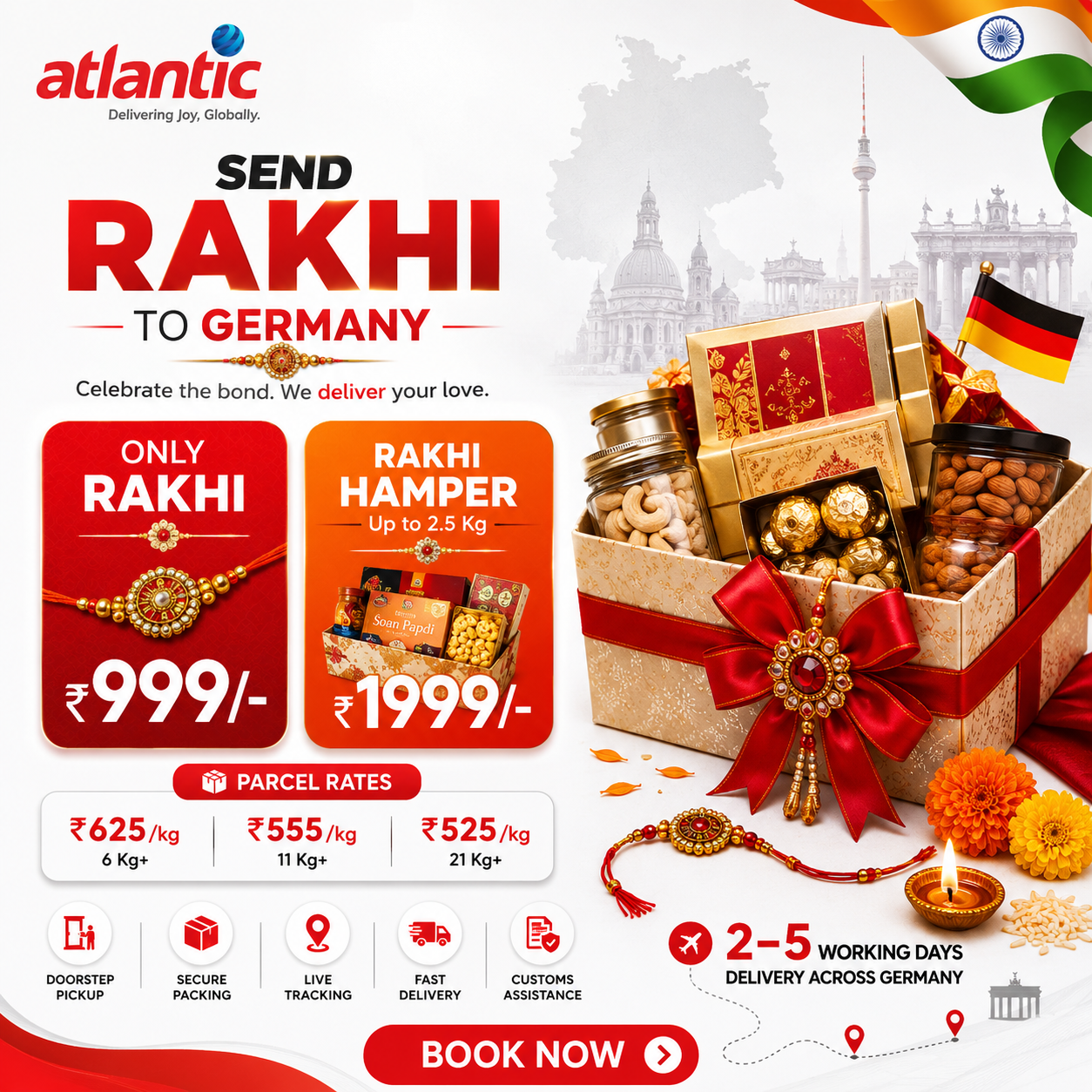 Atlantic International Express Facebook ad: Send Rakhi to Germany from ₹999