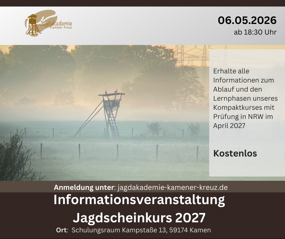 Jagdakademie Kamener Kreuz Facebook ad: *Einladung zum Informationsabend: Jagdschein Ausbildung am…