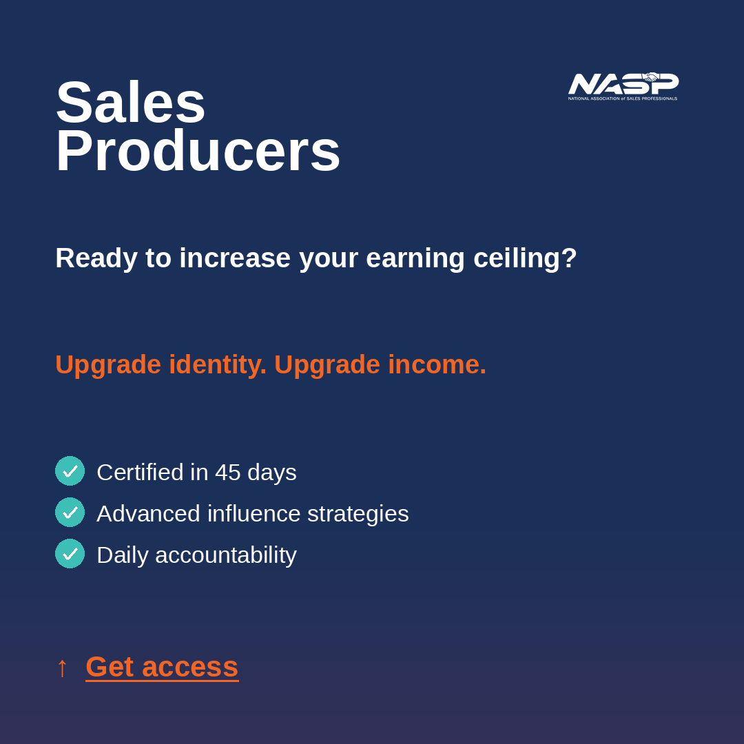 NASP - Sales Training Facebook ad: Upgrade Your Sales Identity