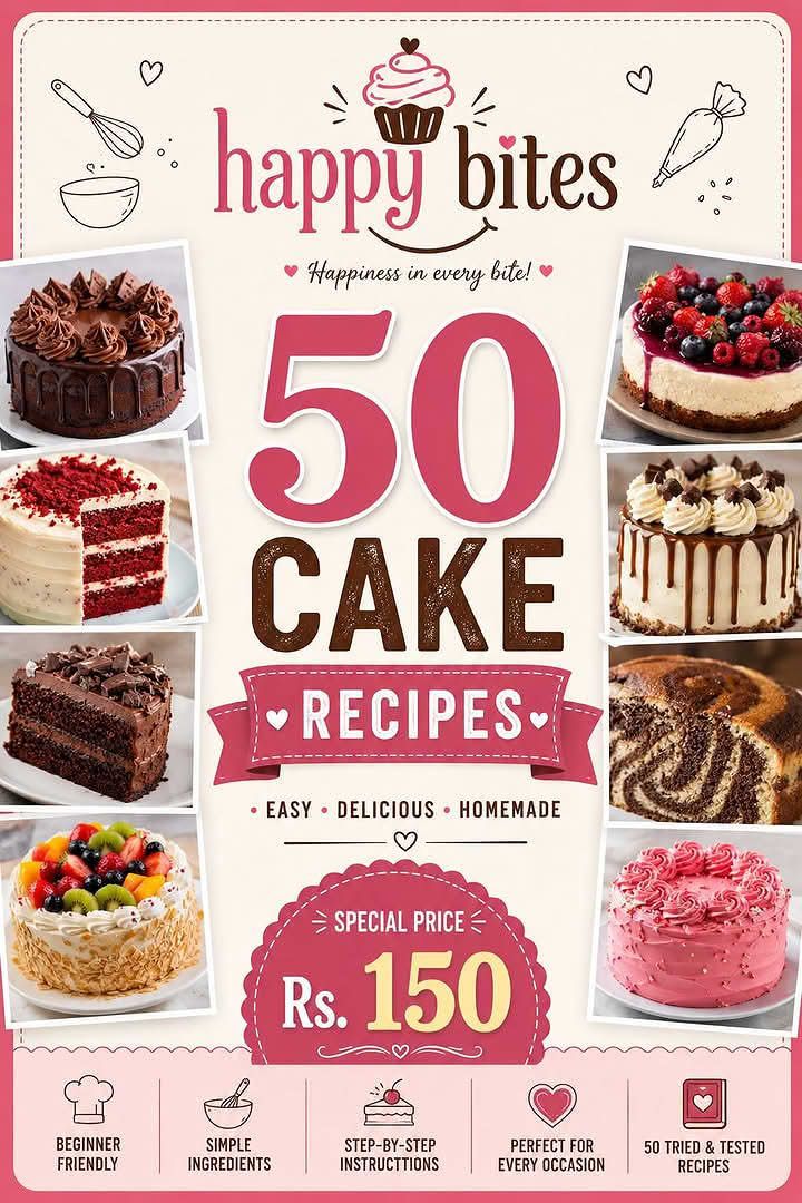 Happy kids, Healthy future Facebook ad: Happy Bites, 50 Cake Recipes PDF Book