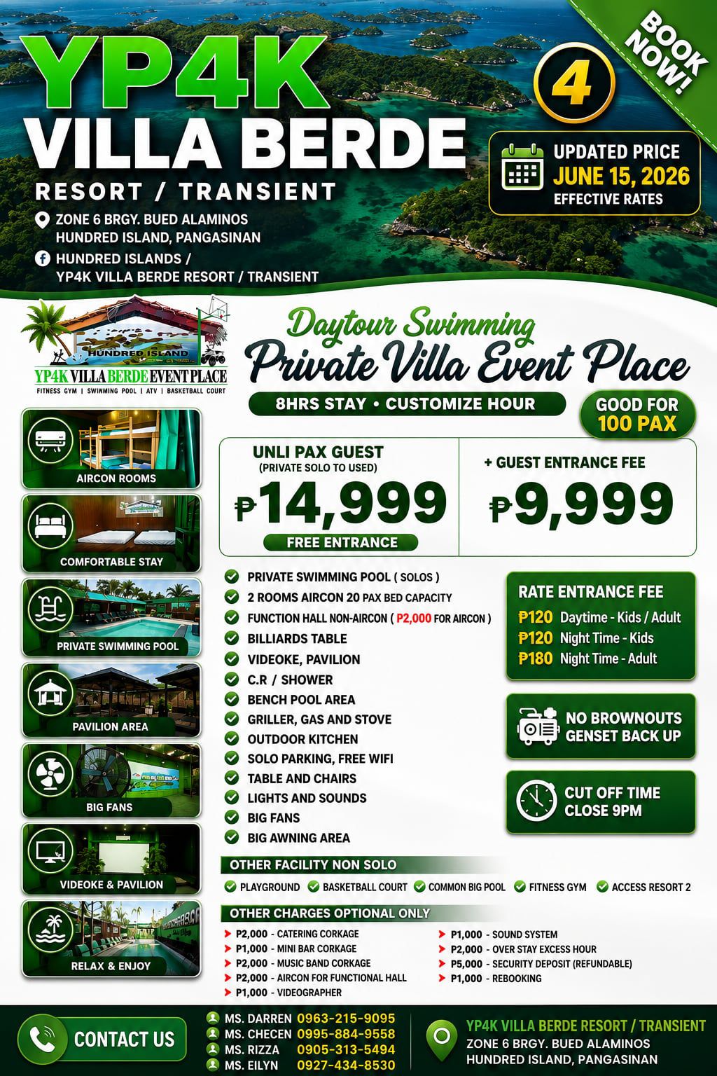 Hundred Islands / Yp4k Villa Berde Resort / Transient Facebook ad
