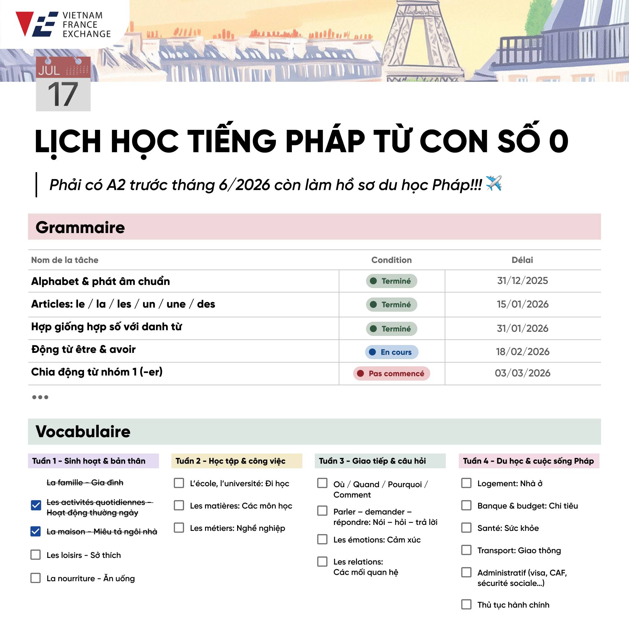 VFE - Chinh Phục Tiếng Pháp Facebook ad: HỌC TỪNG BƯỚC, NGHE NÓI ĐỌC VIẾT TR.ỌN…