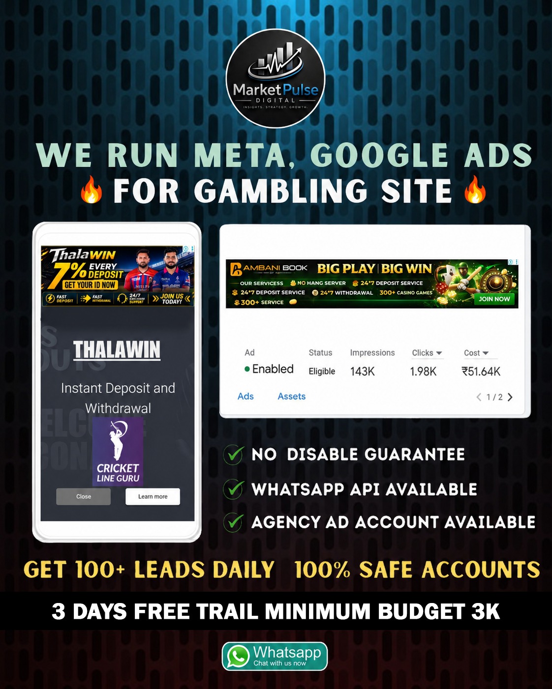 Digital market pulse Facebook ad: We run ads through agency ad account