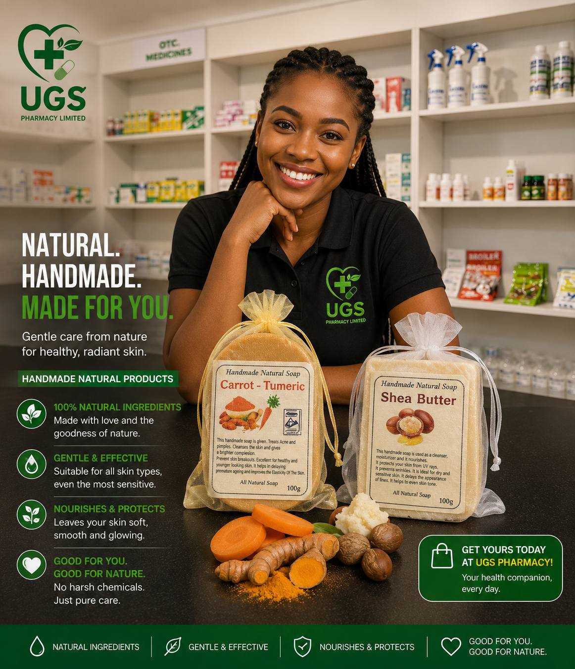 UGS Pharmacy Limited Facebook ad: YOUR SKIN DESERVES NATURE'S BEST!