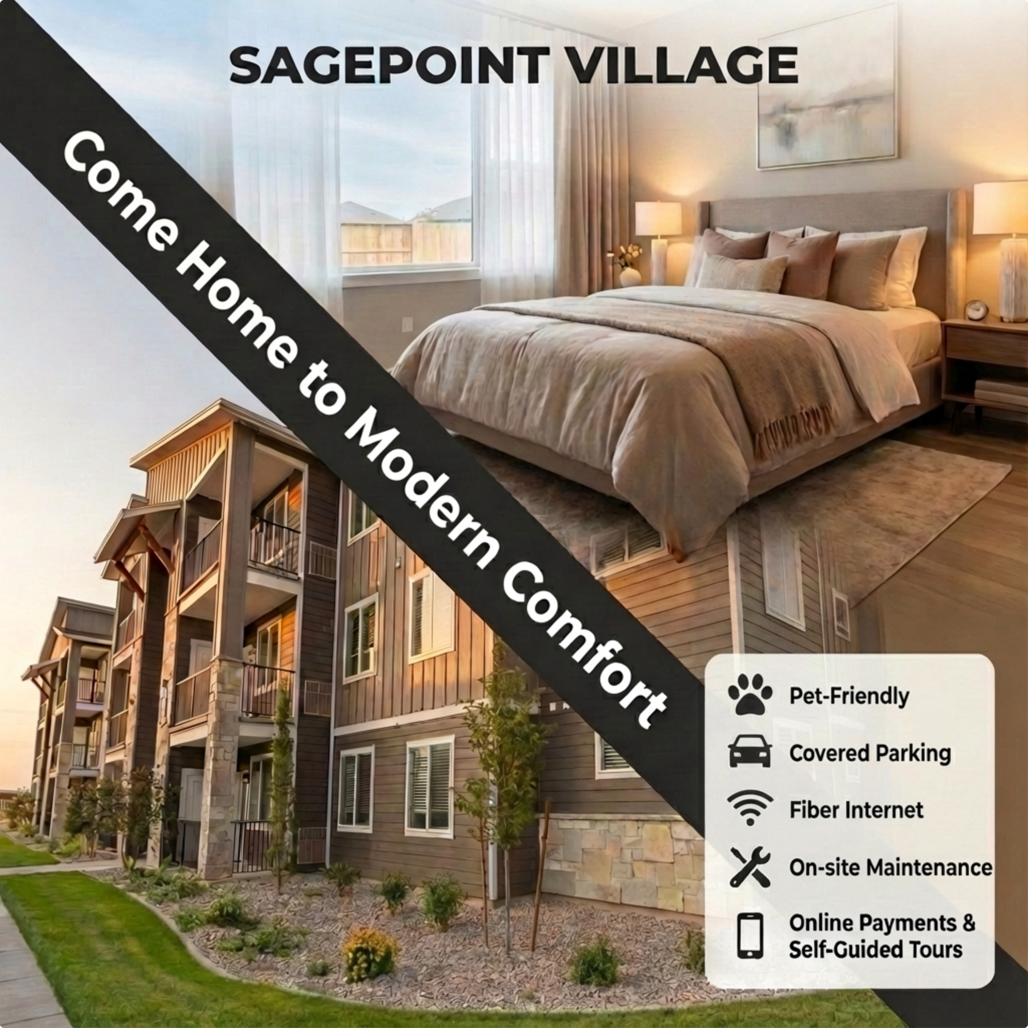 Sage Point Village Apartments Facebook ad: Come Home to Your Calm
